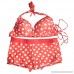 Women 2 Piece Bikini Polka Dot Printed Push-up Halter Top Boyshorts Bottoms Tankini Set Bathing Suits Red B07PFPXLQX